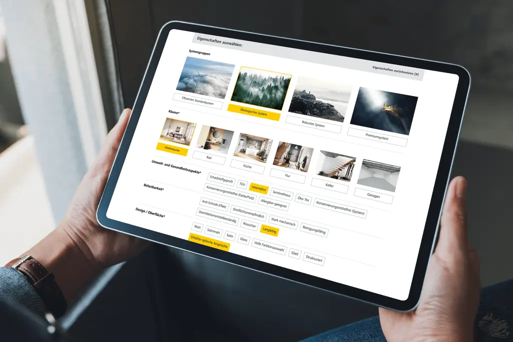 Tablet Innenraum-Systemkonfigurator
