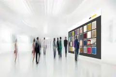 Modulares Ausstellungsssystem mit Musterplatten für Fassade und Innenraum