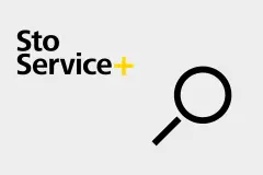 Das Logo von StoService Plus mit einer stilisierten Lupe zur Visualisierung der Leistungen im Bereich Konstruktionsdetails
